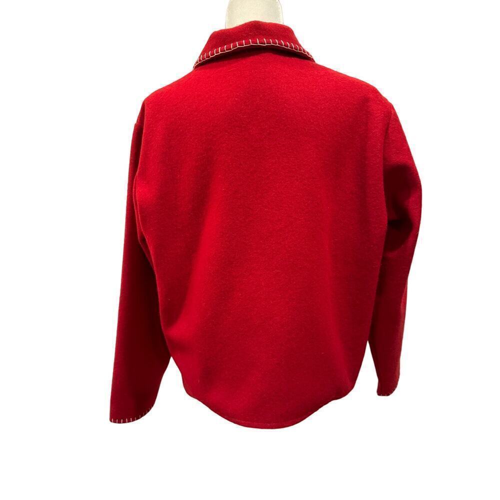 Take Two Red Appliqued Snowman Wool Blend Jacket - Size Large - Picture 2 of 8